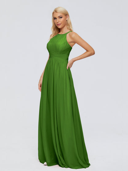 Sara Halter Ruched Long Chiffon Bridesmaid Dresses