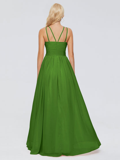 Sara Halter Ruched Long Chiffon Bridesmaid Dresses