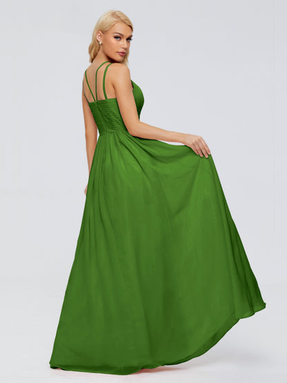 Sara Halter Ruched Long Chiffon Bridesmaid Dresses