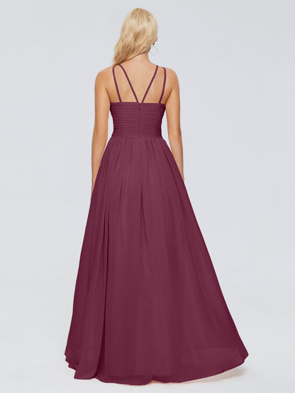 Sara Halter Ruched Long Chiffon Bridesmaid Dresses
