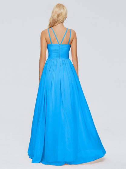 Sara Halter Ruched Long Chiffon Bridesmaid Dresses