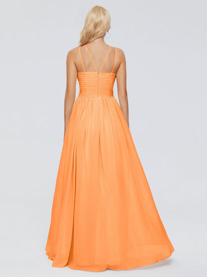 Sara Halter Ruched Long Chiffon Bridesmaid Dresses