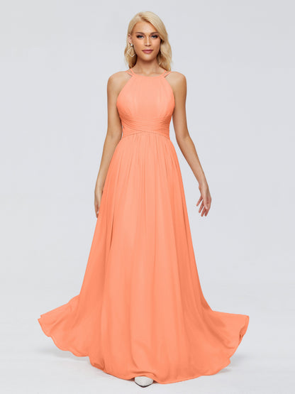 Sara Halter Ruched Long Chiffon Bridesmaid Dresses