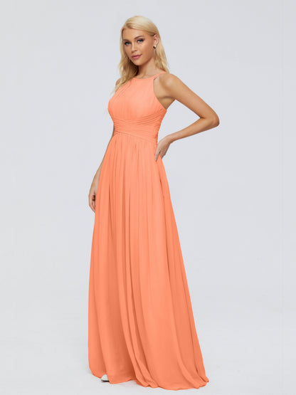 Sara Halter Ruched Long Chiffon Bridesmaid Dresses