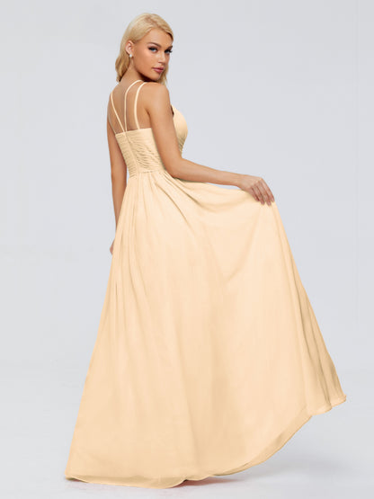 Sara Halter Ruched Long Chiffon Bridesmaid Dresses