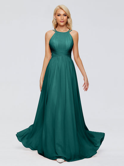 Sara Halter Ruched Long Chiffon Bridesmaid Dresses