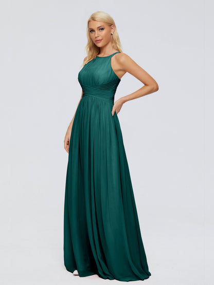 Sara Halter Ruched Long Chiffon Bridesmaid Dresses
