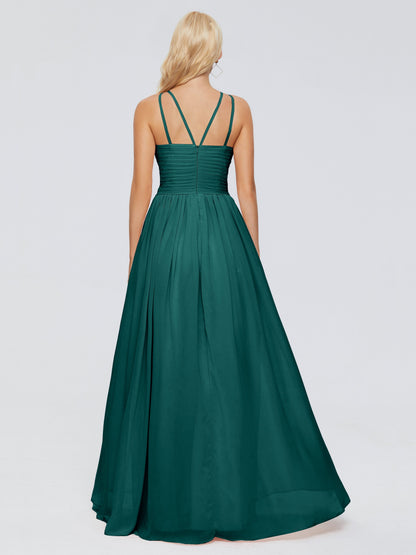 Sara Halter Ruched Long Chiffon Bridesmaid Dresses