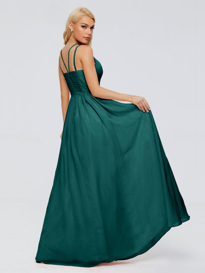 Sara Halter Ruched Long Chiffon Bridesmaid Dresses