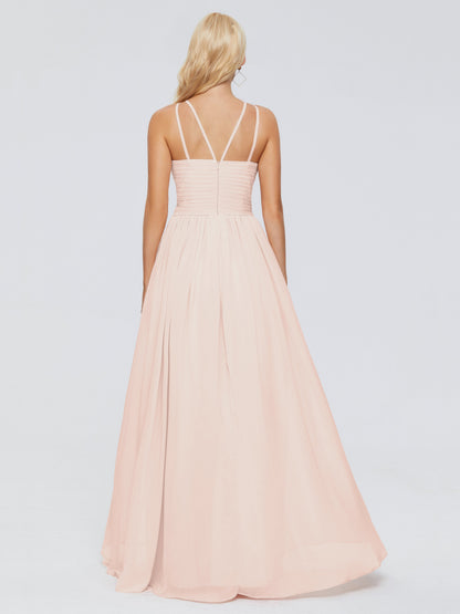 Sara Halter Ruched Long Chiffon Bridesmaid Dresses