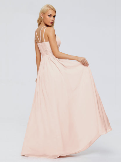 Sara Halter Ruched Long Chiffon Bridesmaid Dresses