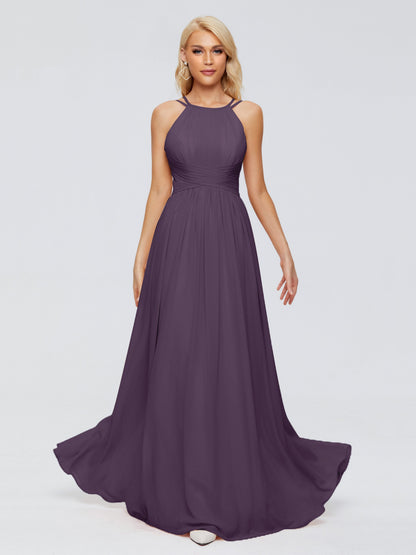 Sara Halter Ruched Long Chiffon Bridesmaid Dresses
