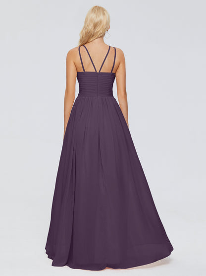 Sara Halter Ruched Long Chiffon Bridesmaid Dresses