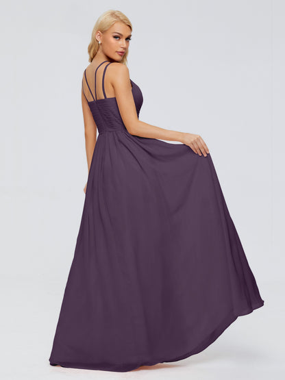 Sara Halter Ruched Long Chiffon Bridesmaid Dresses