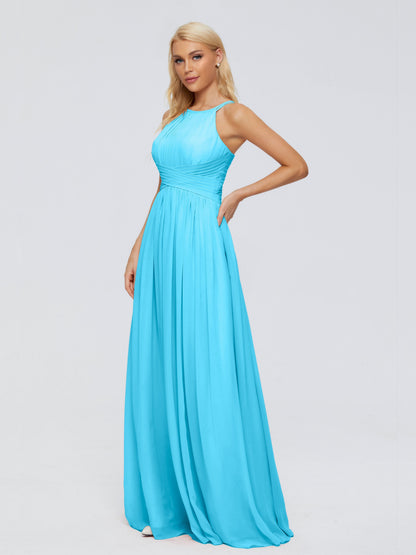 Sara Halter Ruched Long Chiffon Bridesmaid Dresses