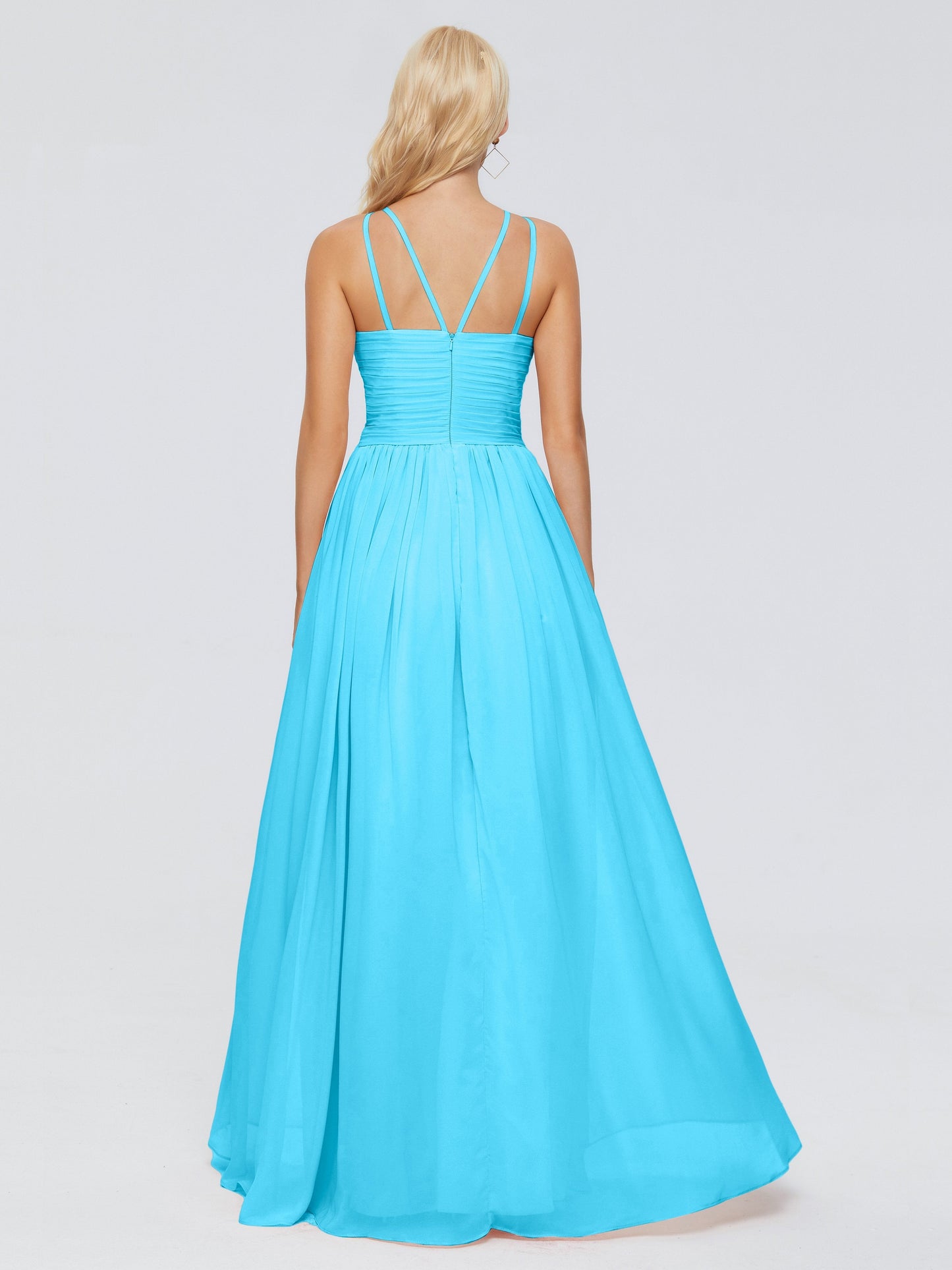 Sara Halter Ruched Long Chiffon Bridesmaid Dresses