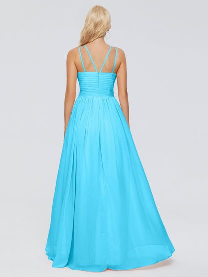 Sara Halter Ruched Long Chiffon Bridesmaid Dresses