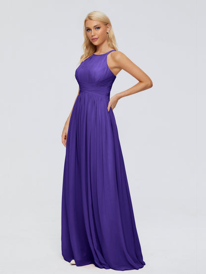 Sara Halter Ruched Long Chiffon Bridesmaid Dresses