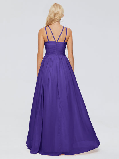 Sara Halter Ruched Long Chiffon Bridesmaid Dresses