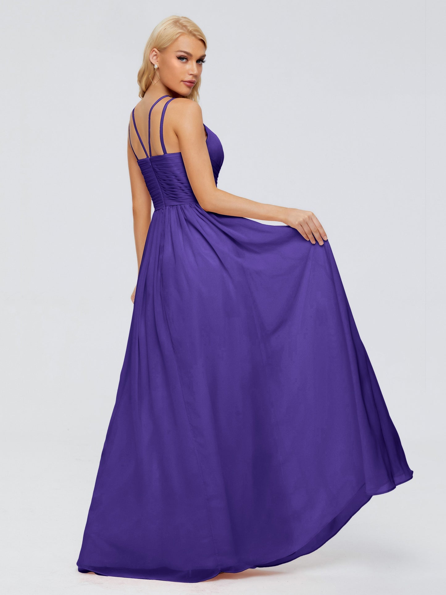 Sara Halter Ruched Long Chiffon Bridesmaid Dresses