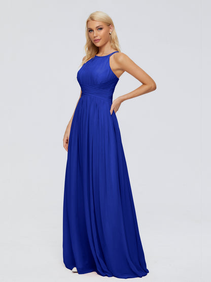 Sara Halter Ruched Long Chiffon Bridesmaid Dresses