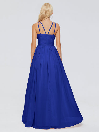 Sara Halter Ruched Long Chiffon Bridesmaid Dresses