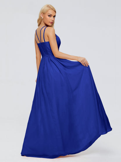 Sara Halter Ruched Long Chiffon Bridesmaid Dresses