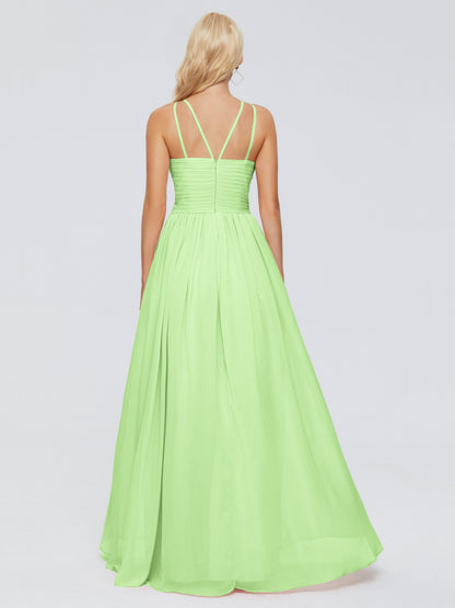 Sara Halter Ruched Long Chiffon Bridesmaid Dresses