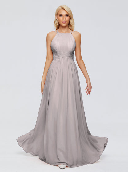 Sara Halter Ruched Long Chiffon Bridesmaid Dresses