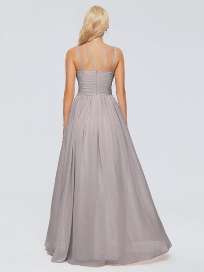 Sara Halter Ruched Long Chiffon Bridesmaid Dresses