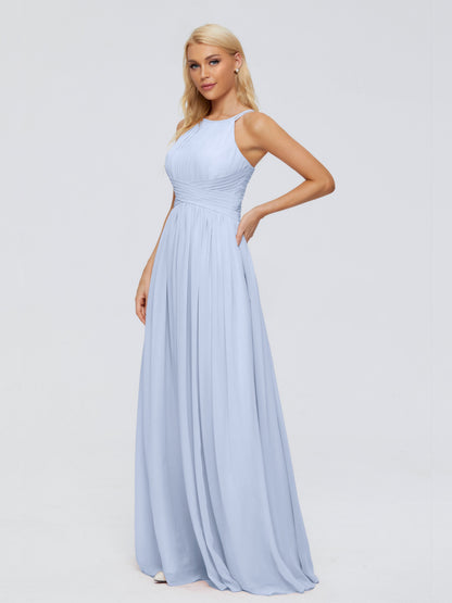 Sara Halter Ruched Long Chiffon Bridesmaid Dresses