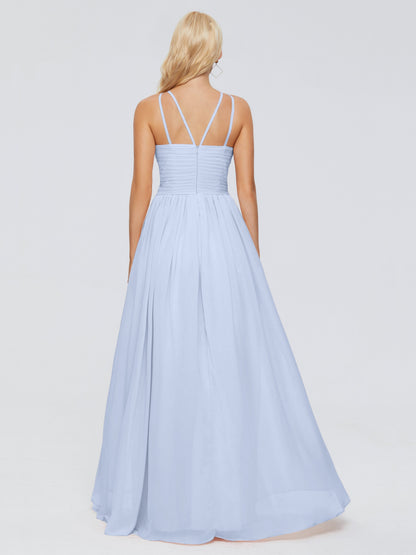 Sara Halter Ruched Long Chiffon Bridesmaid Dresses