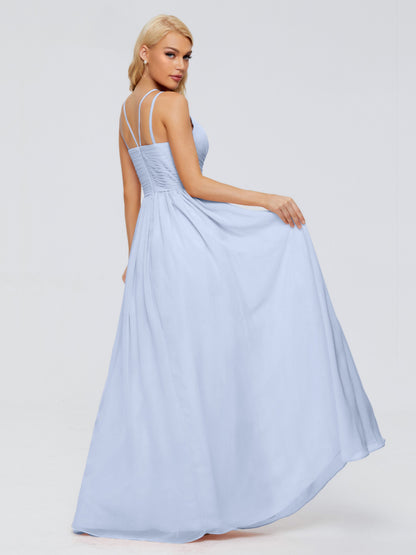 Sara Halter Ruched Long Chiffon Bridesmaid Dresses