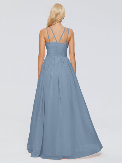 Sara Halter Ruched Long Chiffon Bridesmaid Dresses