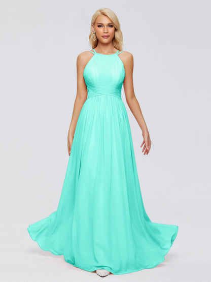 Sara Halter Ruched Long Chiffon Bridesmaid Dresses
