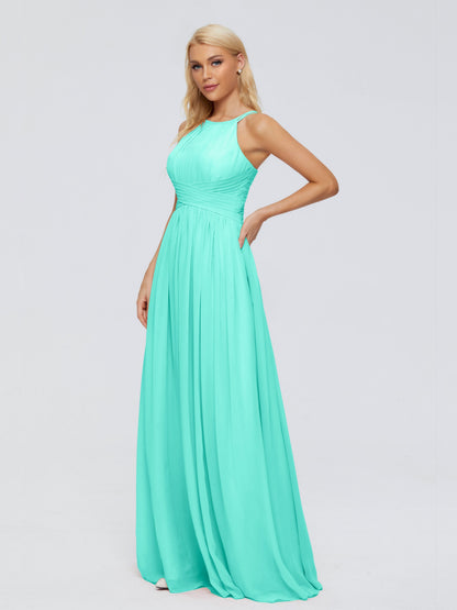 Sara Halter Ruched Long Chiffon Bridesmaid Dresses