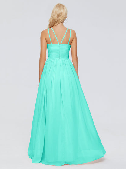Sara Halter Ruched Long Chiffon Bridesmaid Dresses