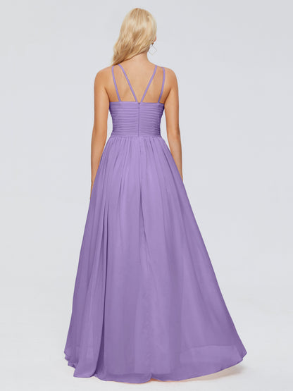 Sara Halter Ruched Long Chiffon Bridesmaid Dresses