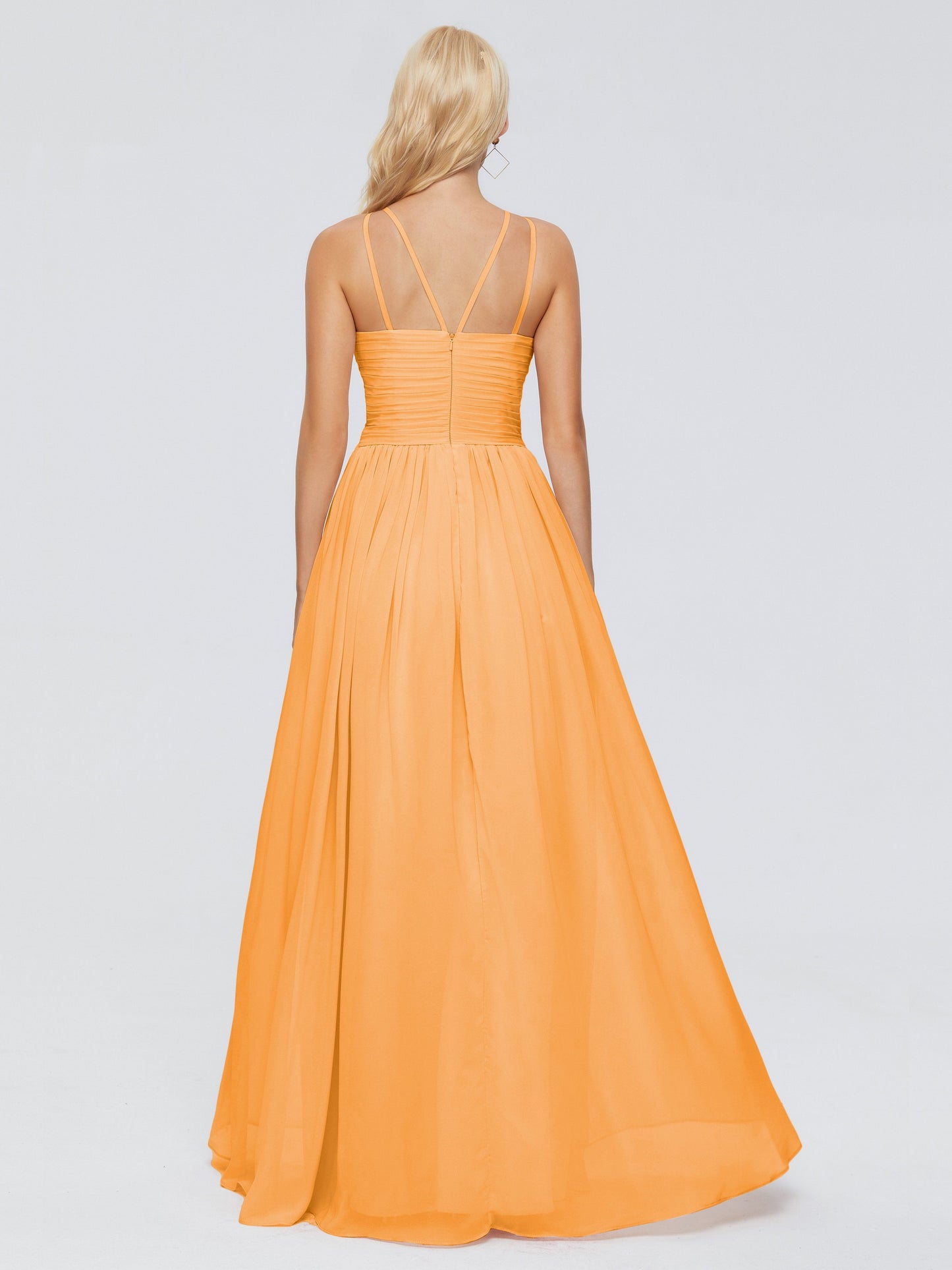 Sara Halter Ruched Long Chiffon Bridesmaid Dresses