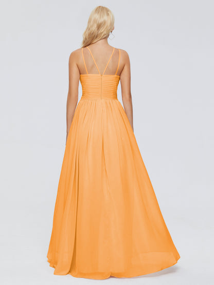 Sara Halter Ruched Long Chiffon Bridesmaid Dresses