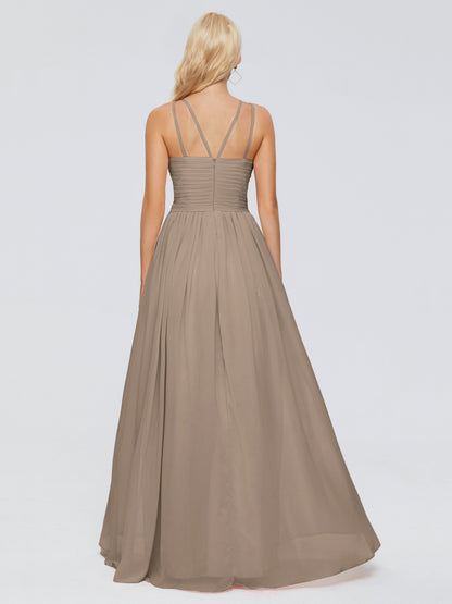 Sara Halter Ruched Long Chiffon Bridesmaid Dresses