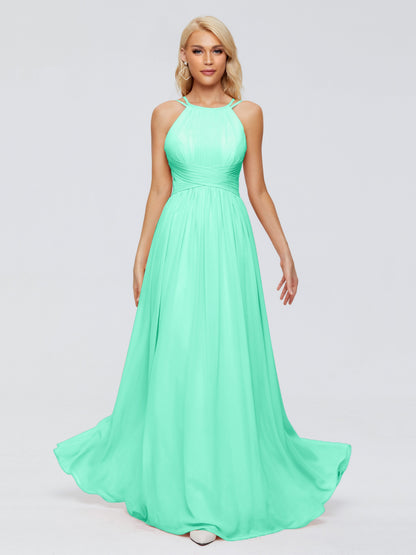 Sara Halter Ruched Long Chiffon Bridesmaid Dresses