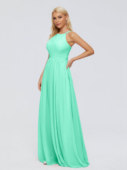 Sara Halter Ruched Long Chiffon Bridesmaid Dresses