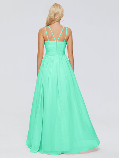 Sara Halter Ruched Long Chiffon Bridesmaid Dresses