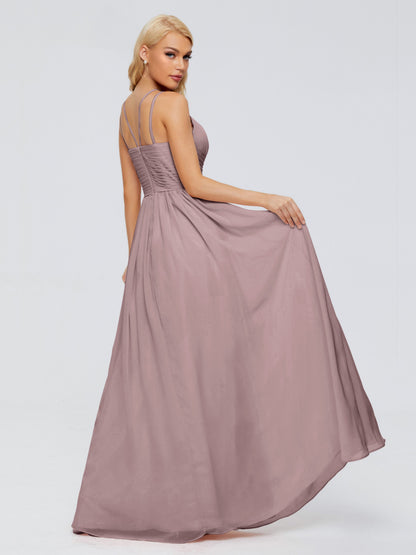 Sara Halter Ruched Long Chiffon Bridesmaid Dresses