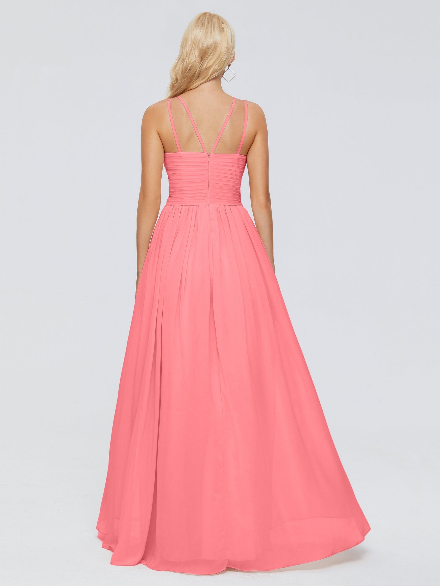 Sara Halter Ruched Long Chiffon Bridesmaid Dresses