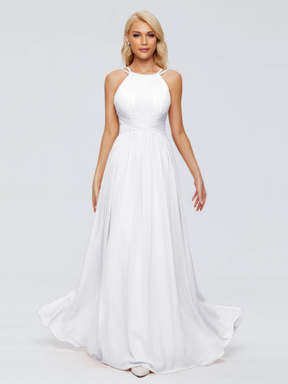 Sara Halter Ruched Long Chiffon Bridesmaid Dresses