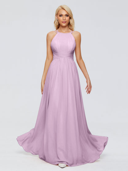 Sara Halter Ruched Long Chiffon Bridesmaid Dresses