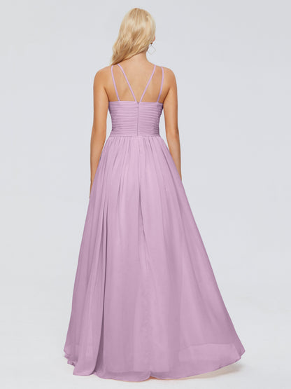 Sara Halter Ruched Long Chiffon Bridesmaid Dresses