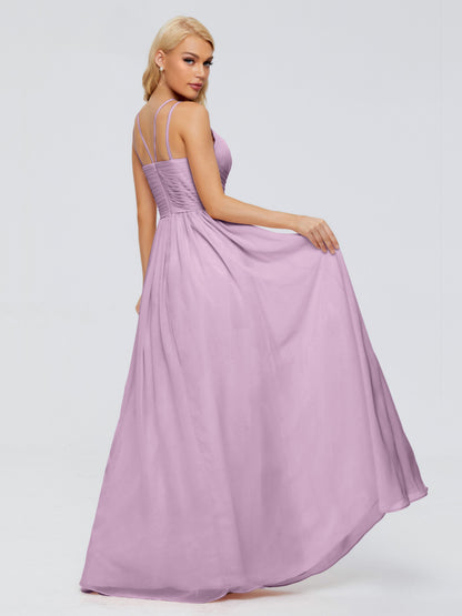 Sara Halter Ruched Long Chiffon Bridesmaid Dresses